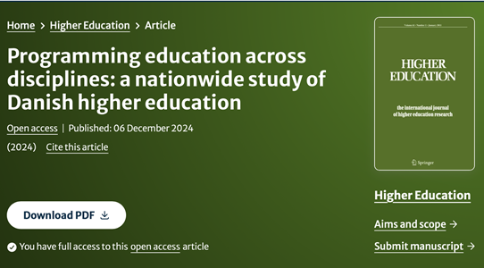 Programming education across disciplines: a nationwide study of Danish higher education